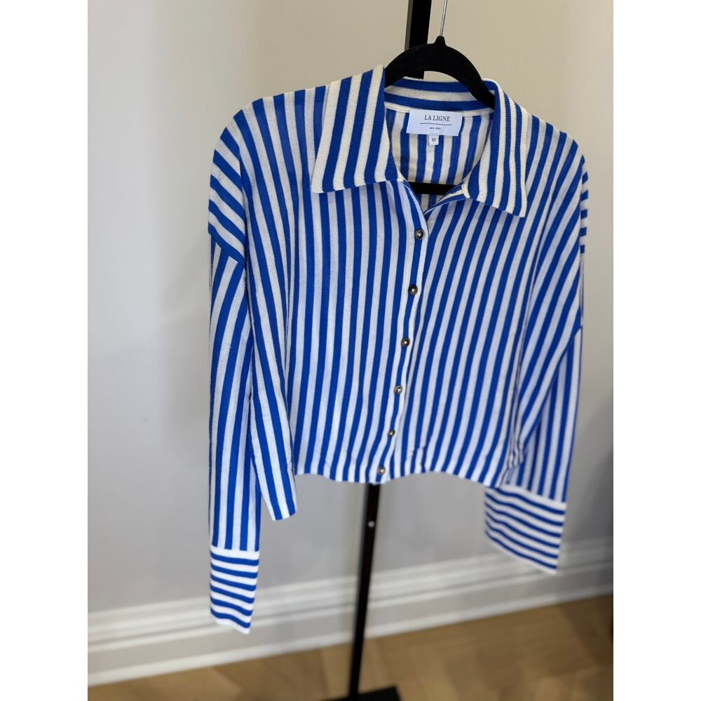 La Ligne - Womens Blue Stripe collared sweater - XS - Picture 4 of 7